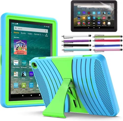 Vista 6 de EpicGadget Funda híbrida resistente para Amazon Fire HD 8 / Fire HD 8 Plus (12ª generación, lanzada en 2022) con función atril + 1 protector