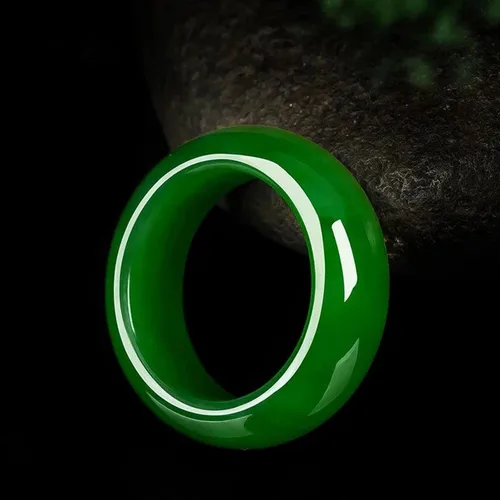 Vista 5 de Anillo de jade - Jade hetian verde naturalblanco, anillos de jade verde para mujeres y hombres, joyería de jade, regalos para mujeres