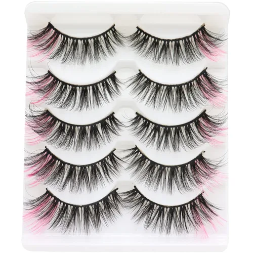 Vista 10 de DAODER Pestañas postizas de colores, pestañas postizas esponjosas con color azul, de 0.55 a 0.63 pulgadas, rizo C medio, volumen completo, pestañas