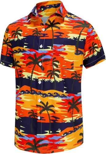 Vista 33 de KYKU - Camisa hawaiana funky para hombre, ropa tropical para vacaciones en Palm Beach