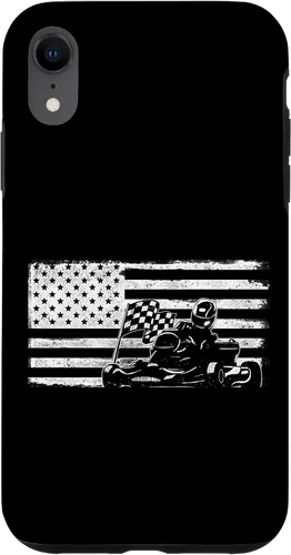 Vista 24 de iPhone 16 Go Kart Racing American Flag Vintage Case