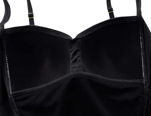 Vista 5 de Hilor Trajes de baño tankini para mujer, con pliegues en la parte delantera, trajes de baño retro