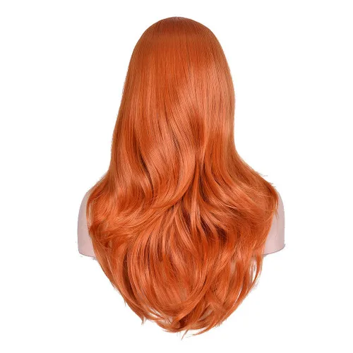 Vista 4 de Morvally - Peluca de cabello sintético lacio y ondulado con flequillo, 23 pulgadas de largo, resistente al calor, para Cosplay, disfraz de Halloween