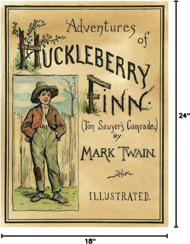 Vista 2 de Clemens Huck Finn 1884 Ncover de la edición original de Mark Twains Adventures of Huckleberry Finn con ilustraciones de EW Kemble 1884 Póster