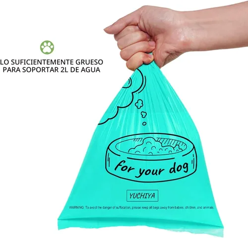 Vista 5 de Dispensador de bolsas de recogida de caca de perro con 1 rollo de color aleatorio, bolsas de residuos para perros a prueba de fugas y perfumadas