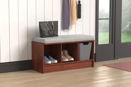 Vista 2 de ClosetMaid 1633 Cubeicals - Banco de almacenamiento de 3 cubos, color cereza oscura con cojín gris