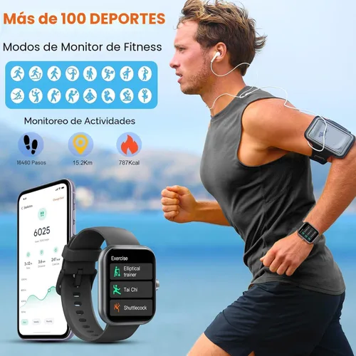 Vista 6 de Reloj inteligente para hombres y mujeres (respuesta/hacer llamadas), nuevo reloj inteligente HD de 1.96 pulgadas, rastreador de actividad física