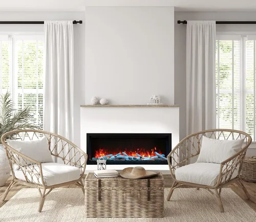 Vista 7 de Amantii SYM-60-XT-BESPOKE Symmetry - Chimenea eléctrica empotrada extra alta de 60 pulgadas para interiores y exteriores, altavoz Bluetooth WiFi
