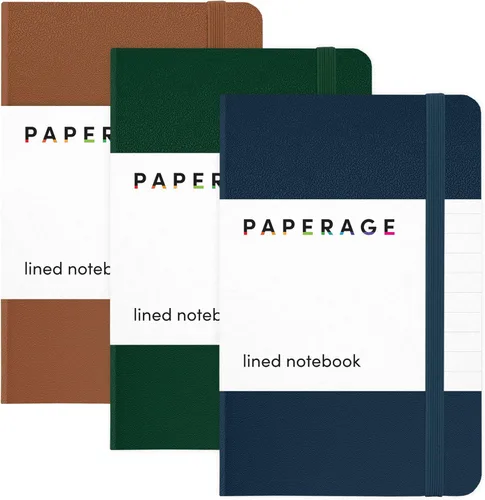 Vista 16 de Juego de 2 cuadernos blocs de notas de bolsillo pequeño, pauta universitaria, 3.7 x 5.6 pulgadas, minidiario de tapa dura, papel grueso de 3.5 Negro