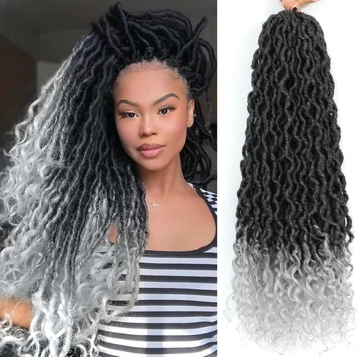 Vista 38 de Cabello Corto de Locs Falsos para Crochet Pre-Enrollado 12 Pulgadas 6 Paquetes Cabello de Locs de Diosa para Crochet Locs Falsos Suaves con Puntas
