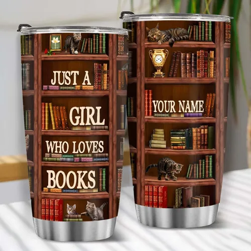 Vista 19 de T40413 - Taza personalizada para amantes de los libros, taza de café con texto en inglés "Just A Girl Loves Book", regalo para mujeres y niñas