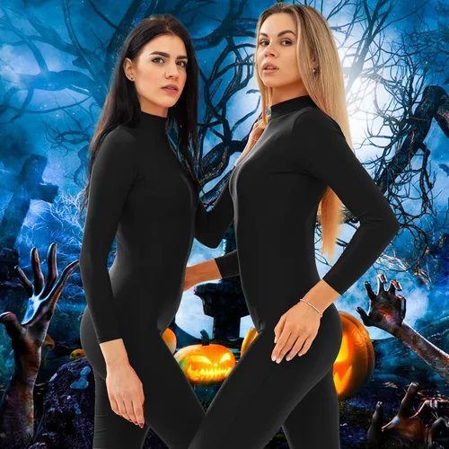 Vista 2 de Kepblom Traje completo de una pieza de manga larga con cuello alto para mujer Negro