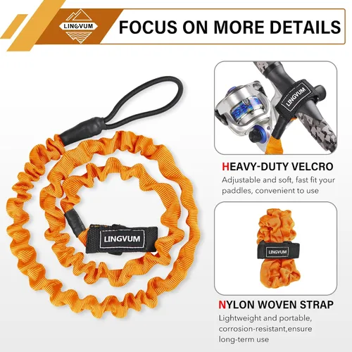 Vista 3 de Correa de remo para kayak, correa elástica para remo en espiral, cuerda para kayak, canoa, canoa, cañas de pesca, accesorios de remo de kayak