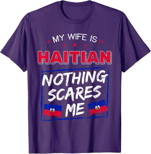 Vista 90 de My Wife Is Haitian Republic of Haiti Heritage Roots - Camiseta con bandera, Negro, S