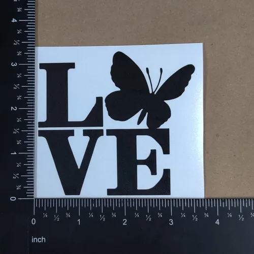 Vista 7 de Paquete de 4 calcomanías de mariposa: Infinito, corazón, amor, ala (tamaño pequeño, 3.5 pulgadas, negro)