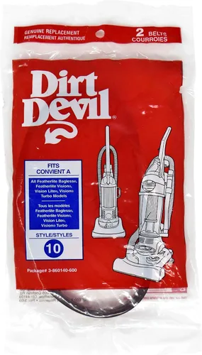 Vista 3 de Dirt Devil Style 10 - Cinturón de vacío, paquete de 2, color negro, parte # 3860140600 Reemplazo de correa para uso en modelos de aspiradoras Dirt