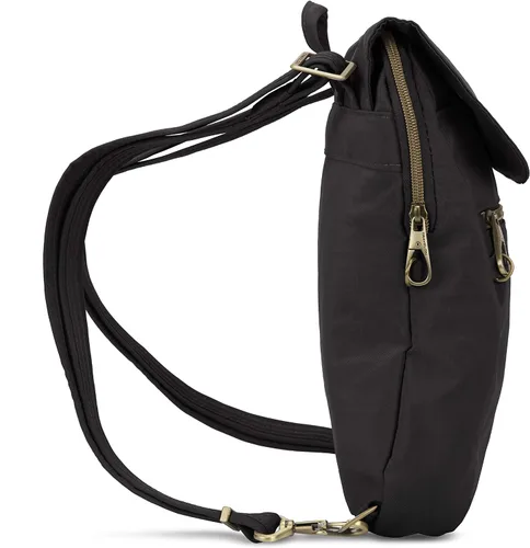 Vista 9 de Travelon Mochila delgada antirrobo de equipaje, Negro, talla única , Travelon Mochila delgada antirrobo Signature