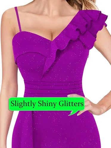 Vista 3 de VFSHOW Vestido largo formal de fiesta con volantes y tirantes de un hombro para mujer, con cuello en V, sexy, para invitadas de boda, vestido largo