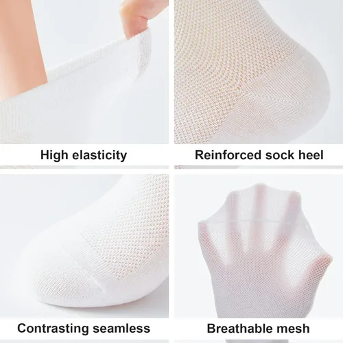Vista 5 de J-BOX Men's 10-Pack Cotton Comfort Socks Breathable Quarter Cotton for Dress Socks Crew Thin Socks