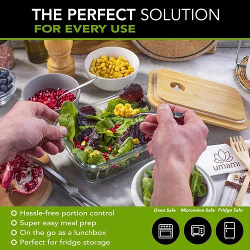 Vista 3 de Umami Caja bento para adultos/niños, edición premium, incluye 2 recipientes y 4 piezas de cubiertos, fiambrera para hombres/mujeres, 2 recipientes