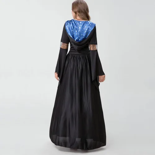 Vista 3 de CRNTCEM Long Dress Halloween Costumes for Women Length Sleeve Lace Up Boho Set Renaissance Madrigal Medieval Irish Costume Chemise and Over Dress