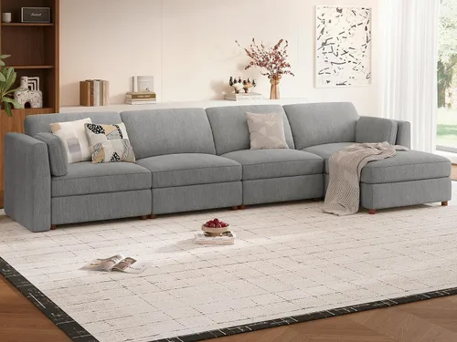 Vista 65 de CUGOAO Sofá biplaza extragrande de 83.5 pulgadas, sofás para sala de estar, sofá nube de felpilla de asiento profundo, sofá modular seccional, funda