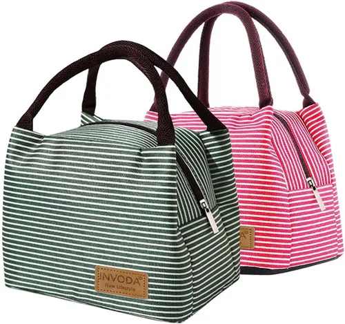 Vista 13 de Bolsa de almuerzo aislada, pequeñas bolsas enfriadoras portátiles, bolsas Bento reutilizables, bolsa de almuerzo para el trabajo, picnic al aire