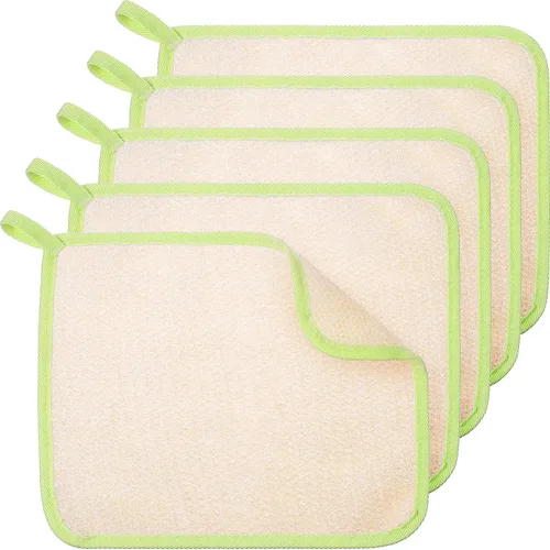 Vista 9 de Tatuo 5 paños exfoliantes para el rostro y el cuerpo, tejido de toalla para el baño, exfoliante, masaje, paño de baño para mujeres y hombres, 10.63