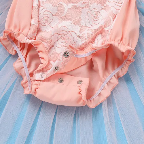 Vista 49 de Traje de bebé niña primer cumpleaños traje de encaje tul mameluco princesa tutú vestido de un año cumpleaños pastel Smash fotografía ropa