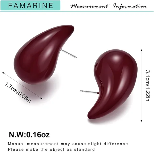 Vista 7 de FAMARINE Aretes de oro con forma de gota de agua para mujer, aretes grandes de oro con forma de lágrima