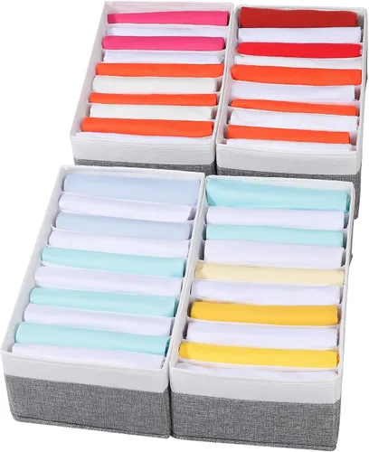 Vista 9 de Paquete de 4 organizadores de cajones de camisetas para ropa, caja de almacenamiento de armario con 10 compartimentos de rejillas, organizador