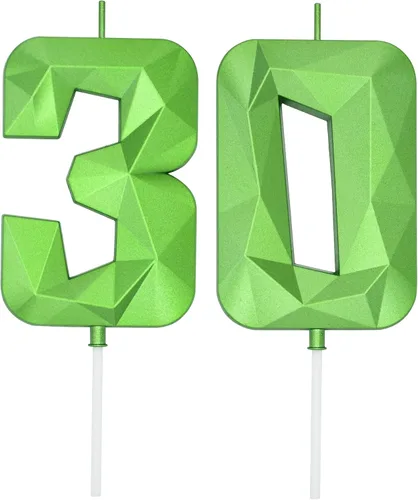 Vista 313 de DERVENTA Vela Grande de Cumpleaños Número 3D Verde Luminoso de 3.7 Pulgadas Celebración de Fiesta Aniversario Decoración Adorno para Pastel 1 Pieza