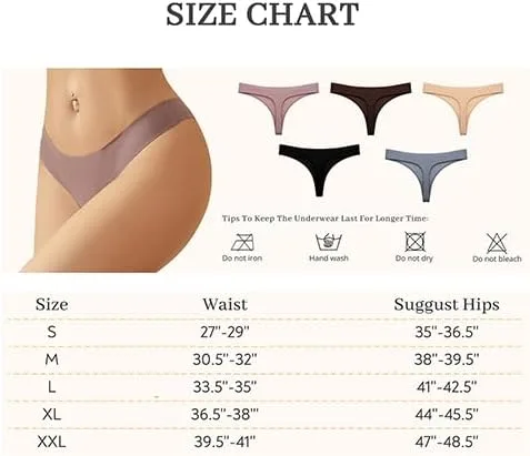 Vista 6 de Svmer Tangas invisibles sin costuras para mujer, ropa interior de tiro bajo, paquete de bragas sexis