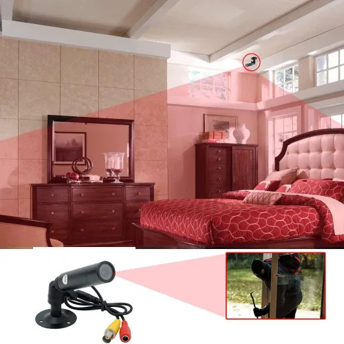Vista 5 de Vanxse® Minicámara de seguridad CCTV 1/3 CCD 1000TVL HD 3.6mm con soporte de bala para interiores