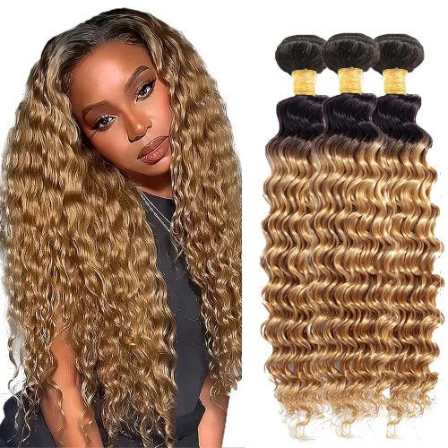 Vista 151 de 300g 1B27 Human Hair Bundles Honey Blonde Bundles Human Hair 10A Brazilian Virgin Remy Hair Extensions 8 10 12 Inch