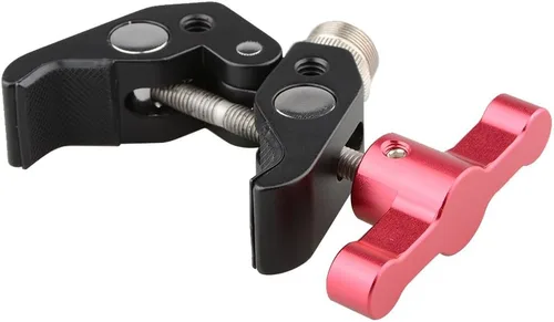 Vista 4 de CAMVATE Super Clamp - 1673 - Pinza de alicates de cangrejo con tornillo de conversión de 1/4 a 5/8 pulgadas (mango en T rojo)