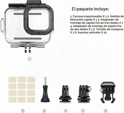 Vista 7 de SOONSUN - Estuche impermeable para GoPro Hero 13 12 11 10 9 Black, carcasa de buceo protectora subacuática de 196 pies/60 m con accesorios, montaje