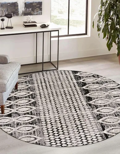 Vista 16 de Unique Loom Cherokee Collection Alfombra de área - Asheville (rectangular 2' 0" x 3' 0", negro/marfil)