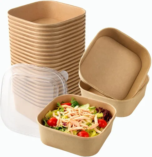 Vista 13 de Vasos de papel para helado con tapas de papel, tazas de sopa caliente/fría con tapas (kraft) (50, 12 onzas)