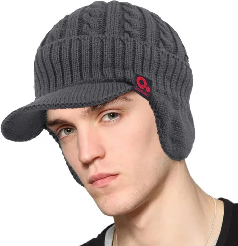 Vista 54 de Janey&Rubbins Gorro de punto diario con orejeras con forro polar y calavera