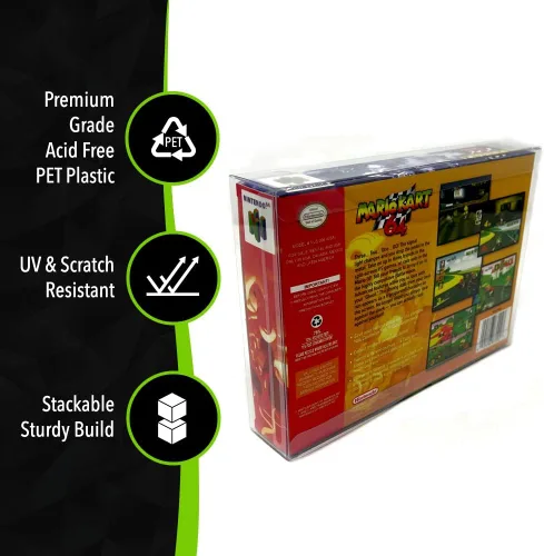 Vista 3 de EcoTEK Protectors Funda protectora transparente compatible con SNES & Nintendo 64 Games Storage Box Display - Resistente a los arañazos - a prueba