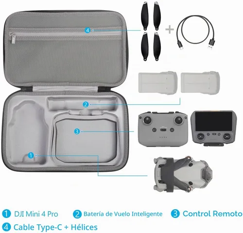 Vista 3 de JSVER Funda de transporte para DJI Mini 4 Pro EVA carcasa rígida funda protectora para DJI Mini 4 Pro/Mini 3/Mini 3 Pro Bolsa de viaje para Mini 4