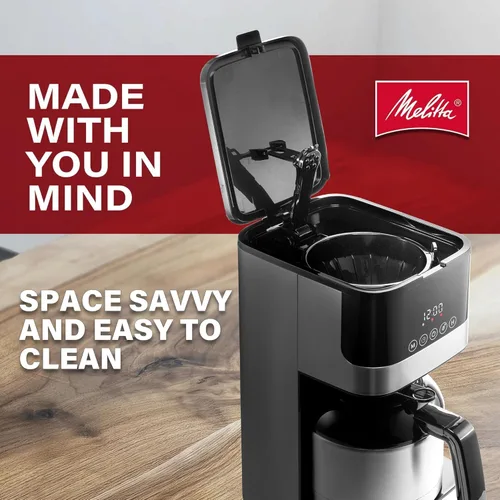Vista 6 de Melitta Aroma Tocco - Cafetera térmica de goteo, 8 tazas, programable con apagado automático, pausa y servicio, jarra de acero inoxidable con 5