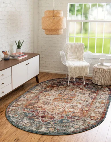 Vista 16 de Unique Loom colección Isabella - Alfombra de área Adjani (2 x 3 pies 1 pulgada, rectángulo, verde/ marfil)