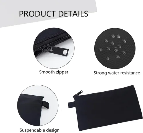 Vista 3 de Bolsa de dinero con cremallera, nailon, negro, unisex para adultos
