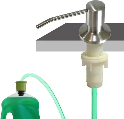 Vista 6 de Dispensador de jabón para fregadero de cocina (níquel cepillado), dispensador de jabón de fregadero de diseño integrado, repuesto desde la parte