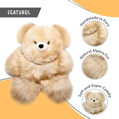 Vista 9 de Oso de Peluche de Alpaca Bebé Suave y Tierno - 9 pulgadas. Animal de Peluche de Alpaca Premium Hecho a Mano con Piel Auténtica de Alpaca. Lindo Oso