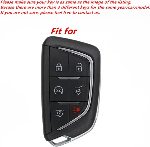 Vista 3 de Funda de cuero con 6 botones para llavero inteligente Cadillac Escalade CT5 CT6 CTS XT6 2021 2022 2023 (negro)