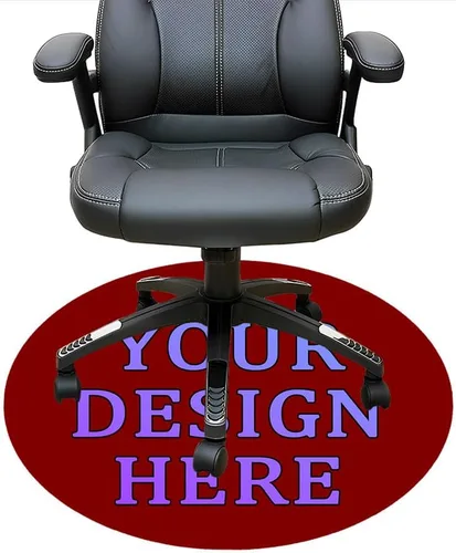 Vista 101 de Tapete redondo personalizado para silla de escritorio de oficina, diseño de tu propio logotipo de foto, texto, alfombrillas circulares