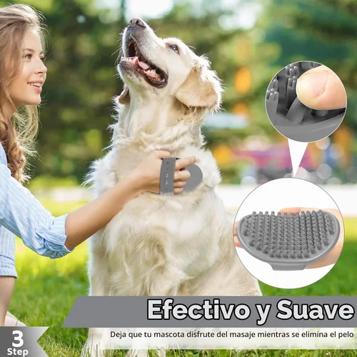 Vista 4 de Comotech 6 piezas: cepillo de baño para perros y cepillo de dientes para perros Cepillo de champú y estropajo con mango ajustable para perros